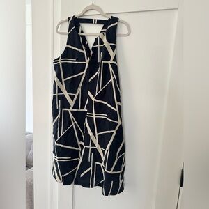 Banana Republic Black Dress with Cream Geometric Print new size L